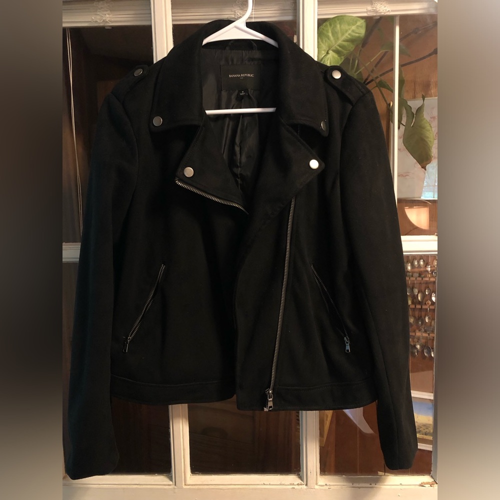 Black Banana Republic Faux Suede Biker Jacket Size Small